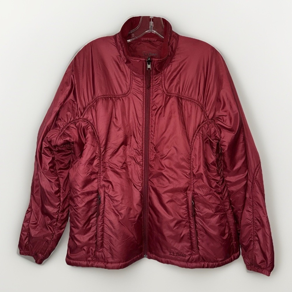 LL Bean Womens XL PrimaLoft Insulated Jacket Red Lightweight Full Zip Gorpcore